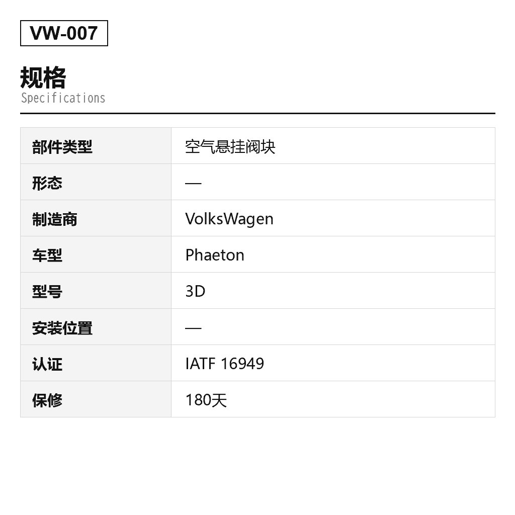VolksWagen Phaeton 3D 2003-2012 空气悬挂阀块（3D0616013A, 3D0616013B, 3D0616013C） 2